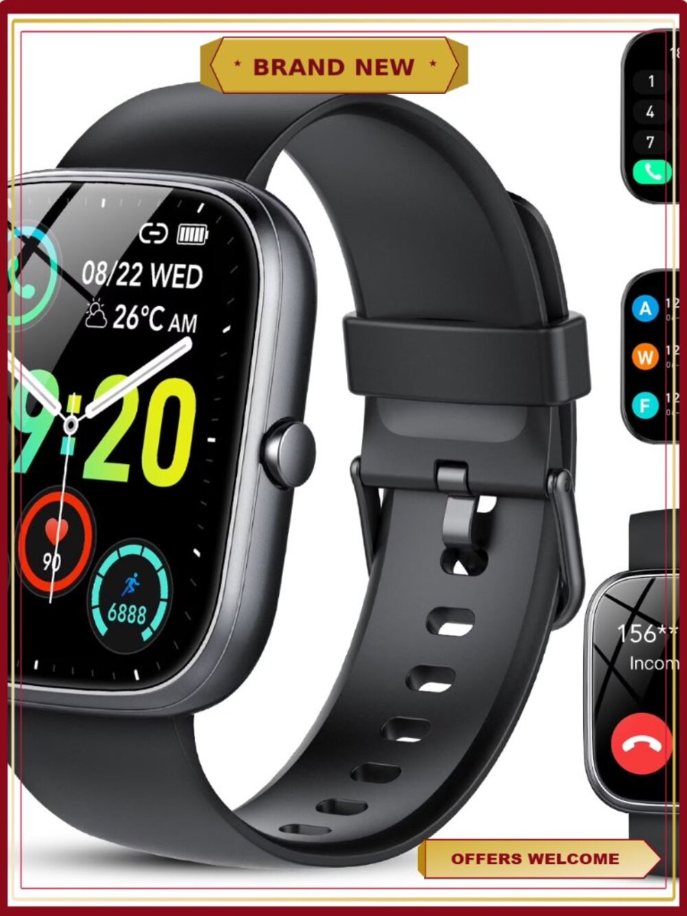 Smart Watch IP68 Waterproof Fitness Tracker Bluetooth Call 1.91-inch Android